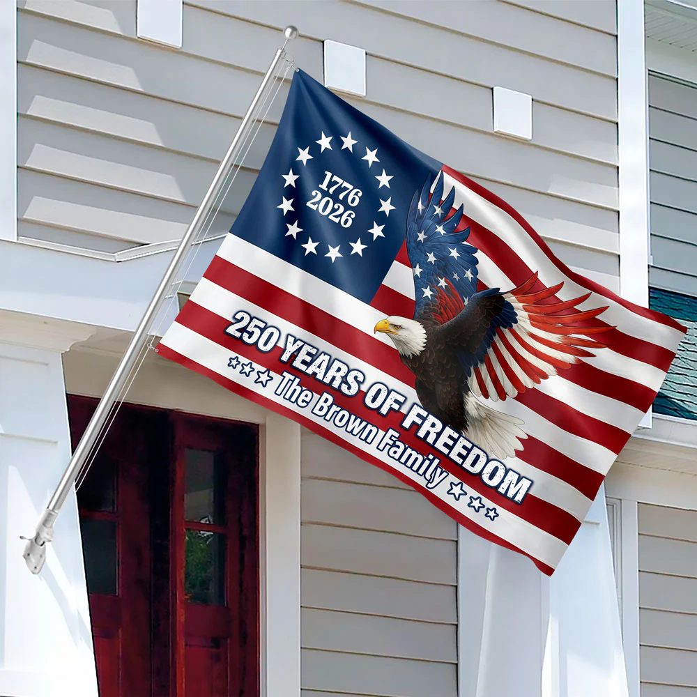 Personalized 250 Years of Freedom Flag | 1776–2026 Eagle Betsy Ross Grommet Banner House Flag HO82 900938 - Image 3