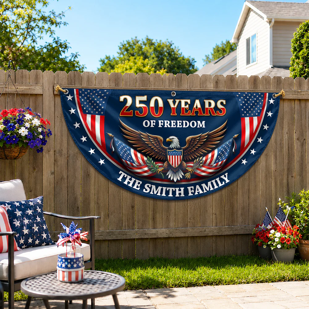 Personalized 250 Years Of Freedom Non-Pleated Fan Flag USA 1776-2026 Patriotic Flag, Fourth Of July Outdoor Decor LM32 669291 - Image 5