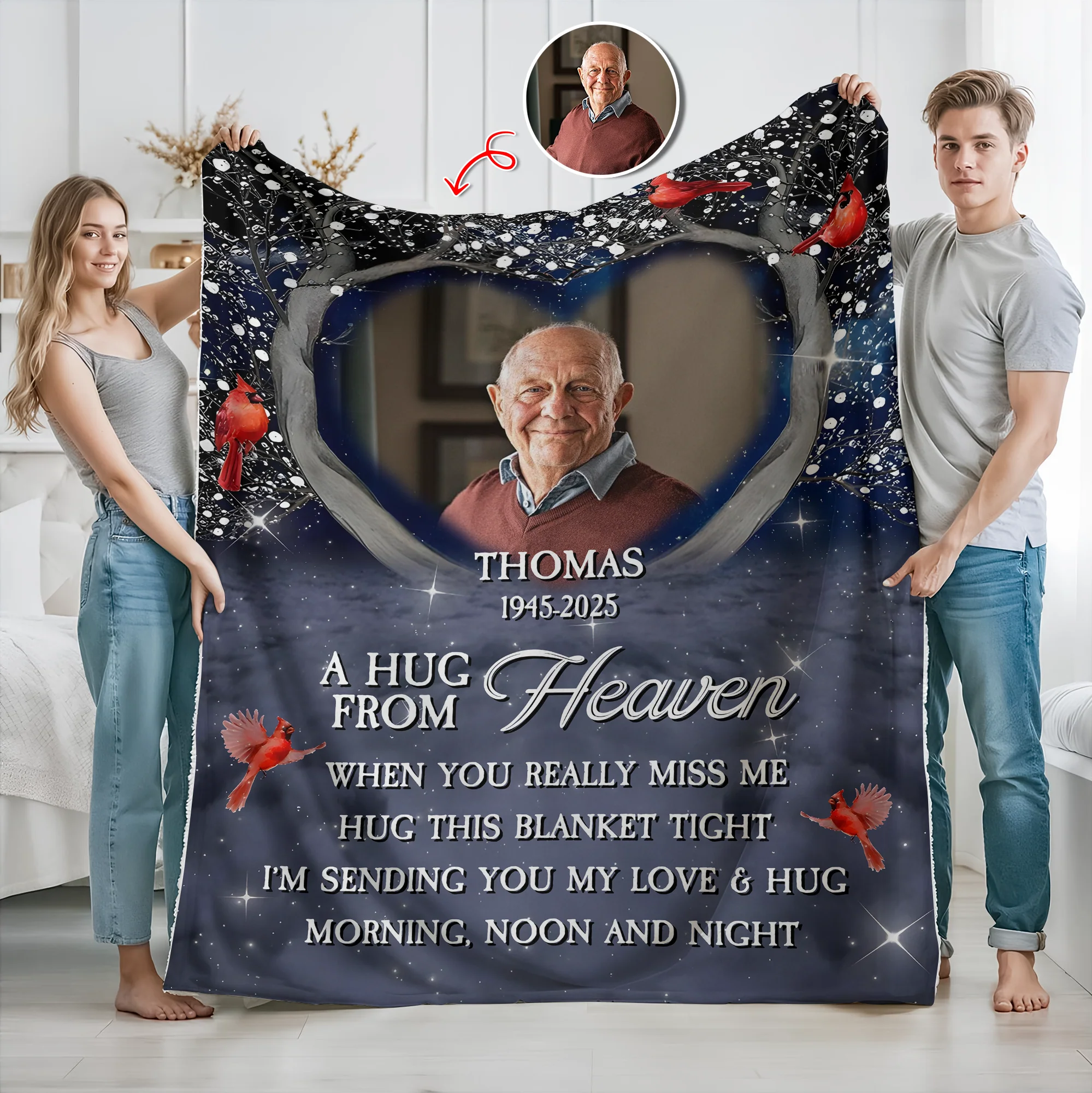 Personalized A Hug From Heaven Custom Photo Memorial Blanket CH07 896454 - Image 2