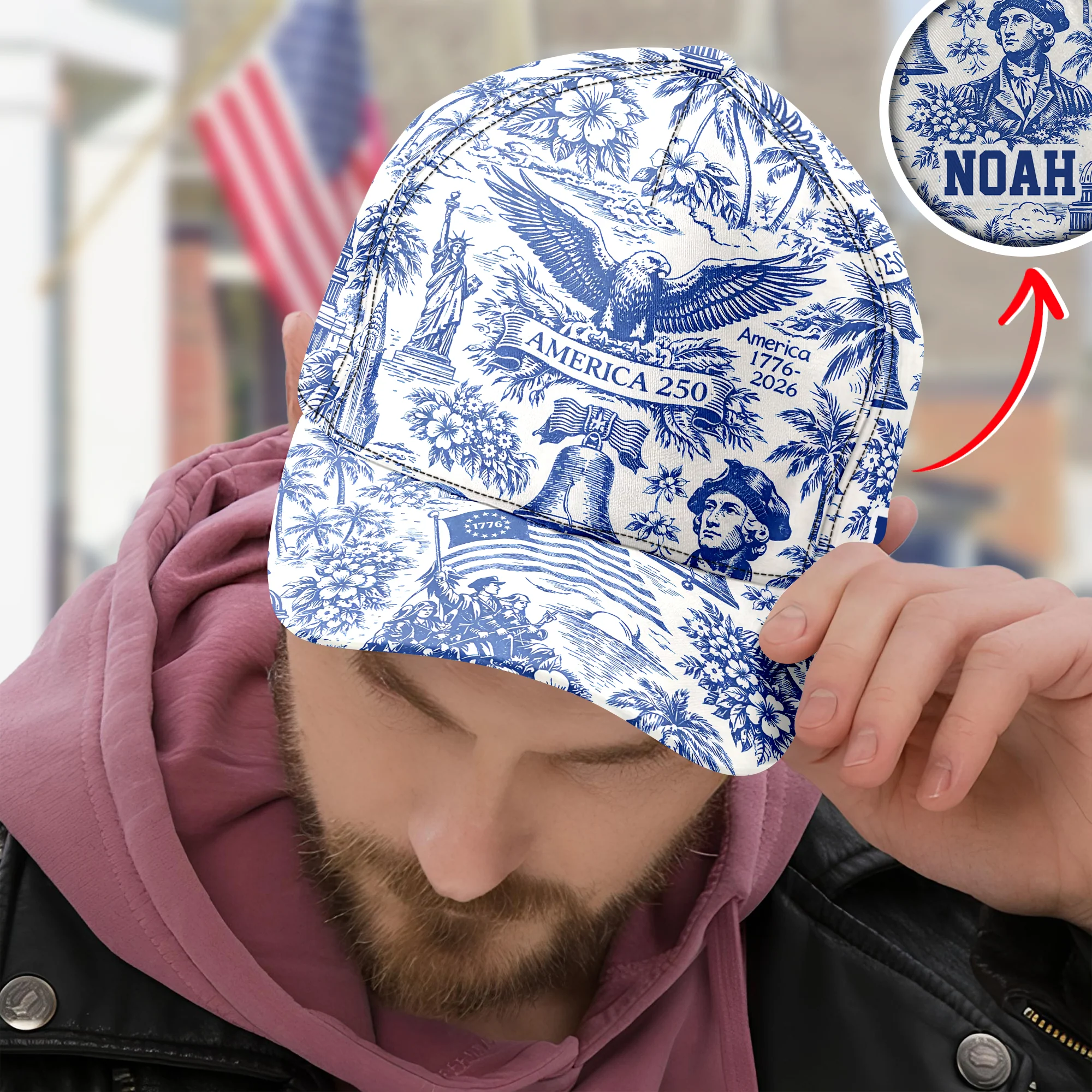 Personalized America 1776-2026 Anniversary Toile De Jouy Style Classic Cap HO82 902452 - Image 6