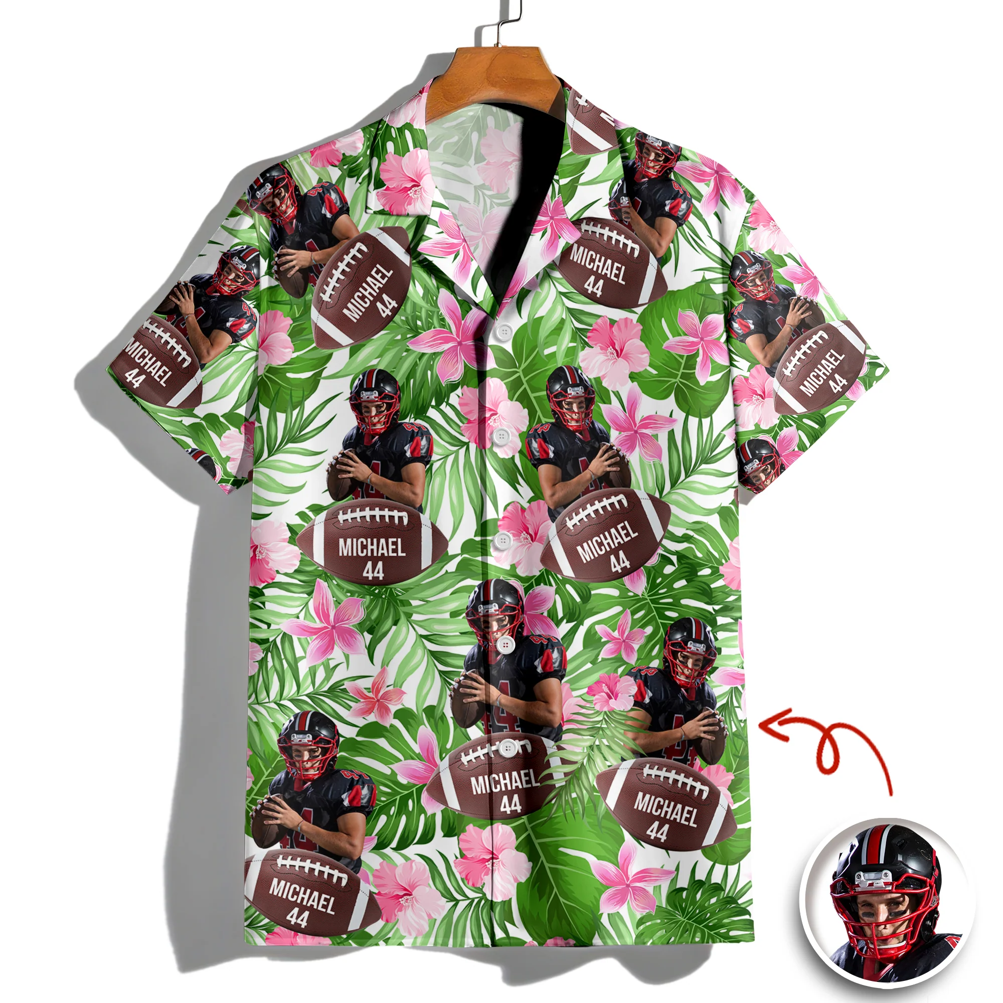 Personalized American Football With Tropical Pattern Hawaiian Shirt HO82 901176 - Image 8