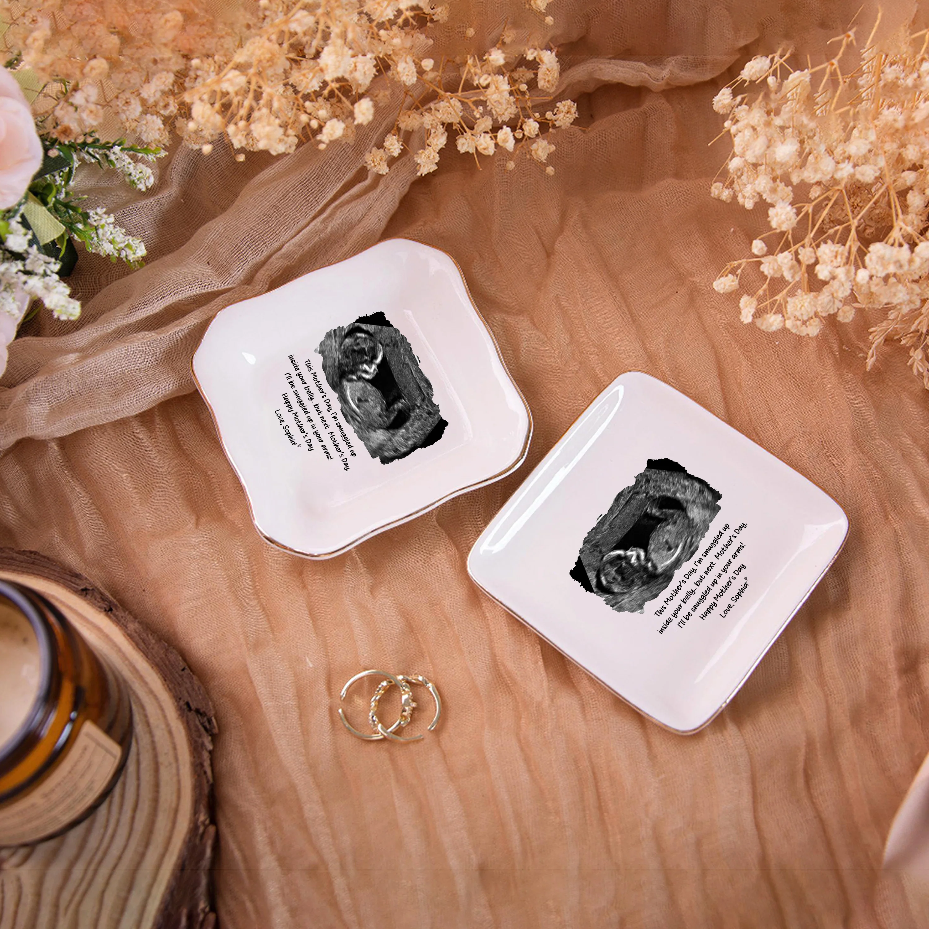 Personalized Baby Ultrasound Jewelry Dish – Pregnancy Announcement Gift, First Mother’s Day Gift from Bump LM32 899795 - Image 5