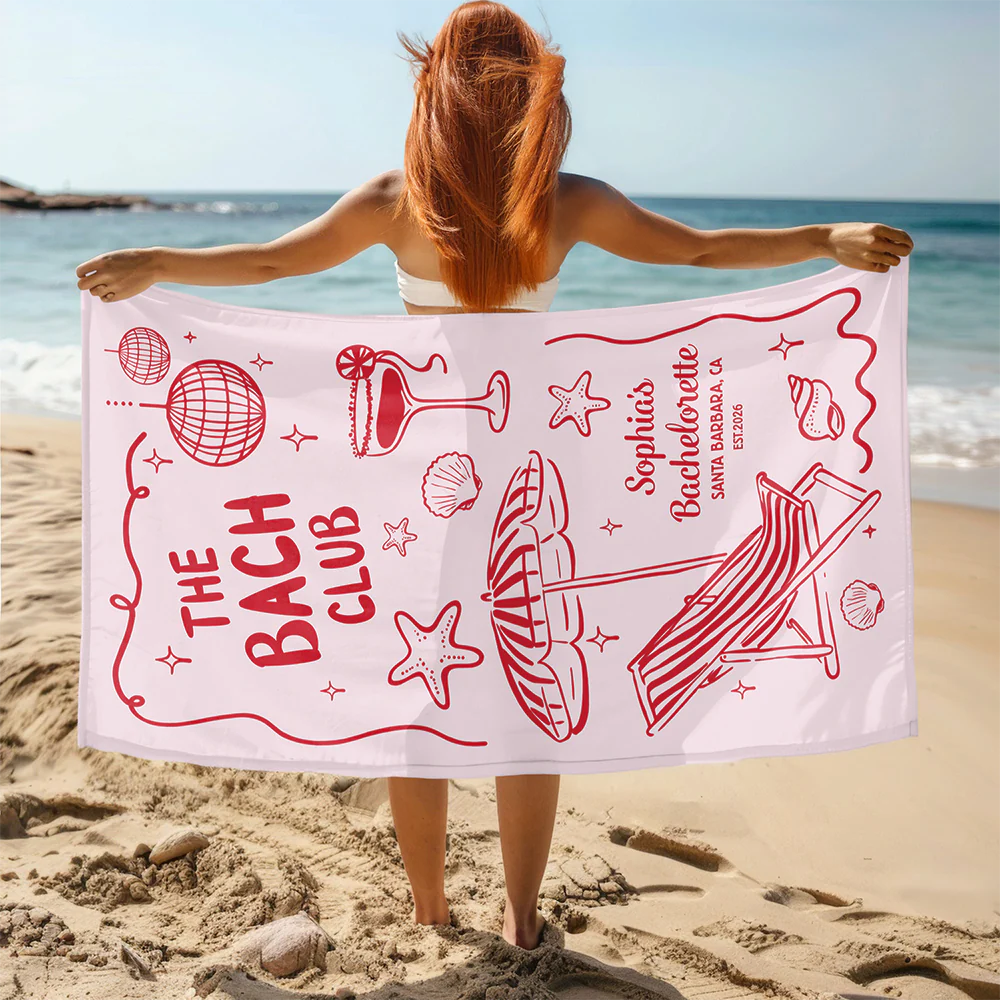 Personalized Bachelorette Beach Towel – Bridesmaids & Girls Trip Custom Towel Gift CH07 911010 - Image 4