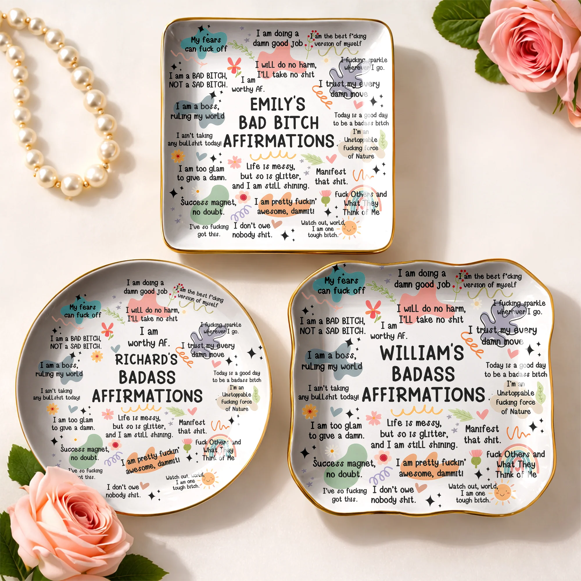 Personalized Bad B*tch Affirmation Funny Ring Dish Gift for Friends, Besties & Coworkers LM32 899811 - Image 5