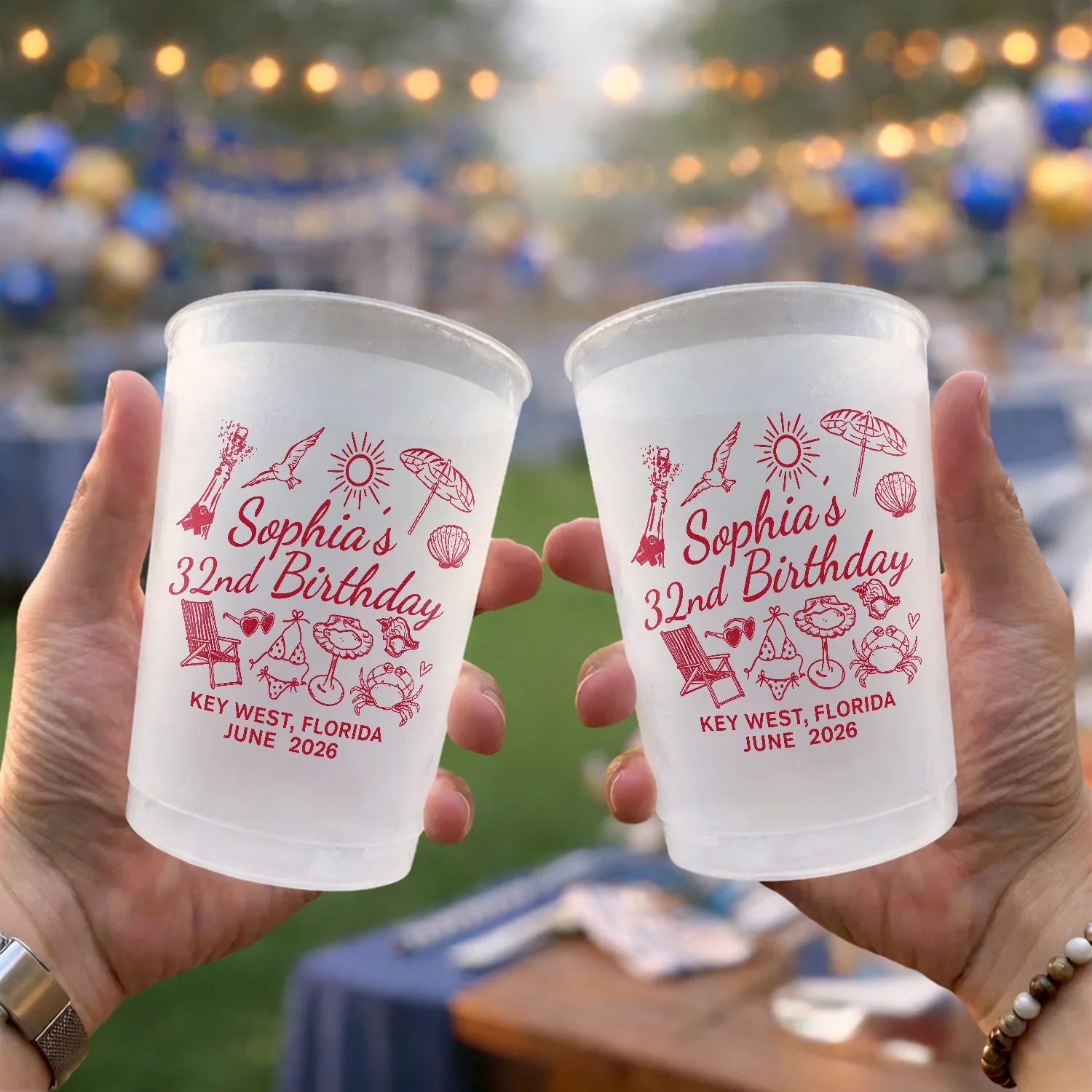 Personalized Beach Birthday Cups for Summer Celebration LM32 899933 - Image 2