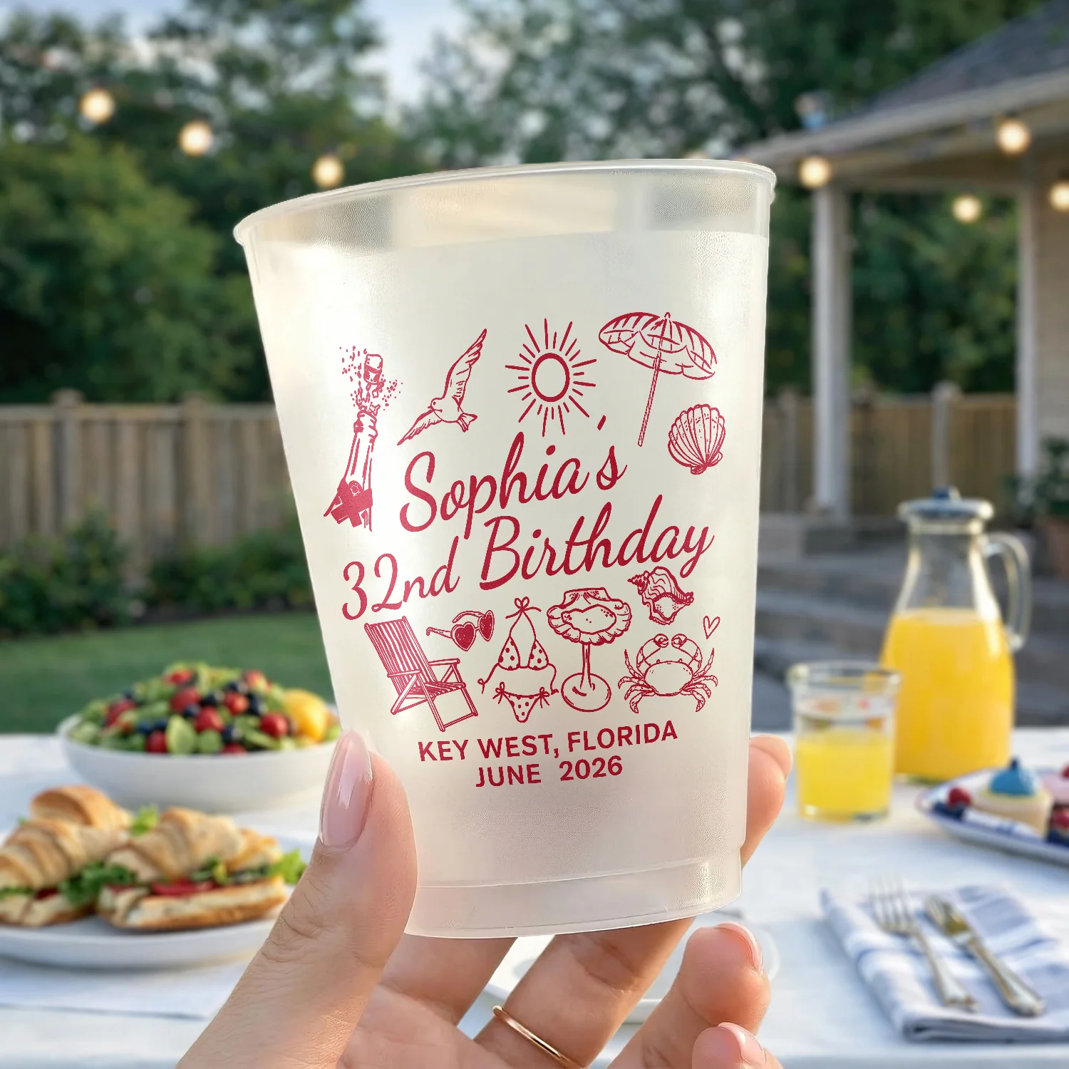 Personalized Beach Birthday Cups for Summer Celebration LM32 899933 - Image 3