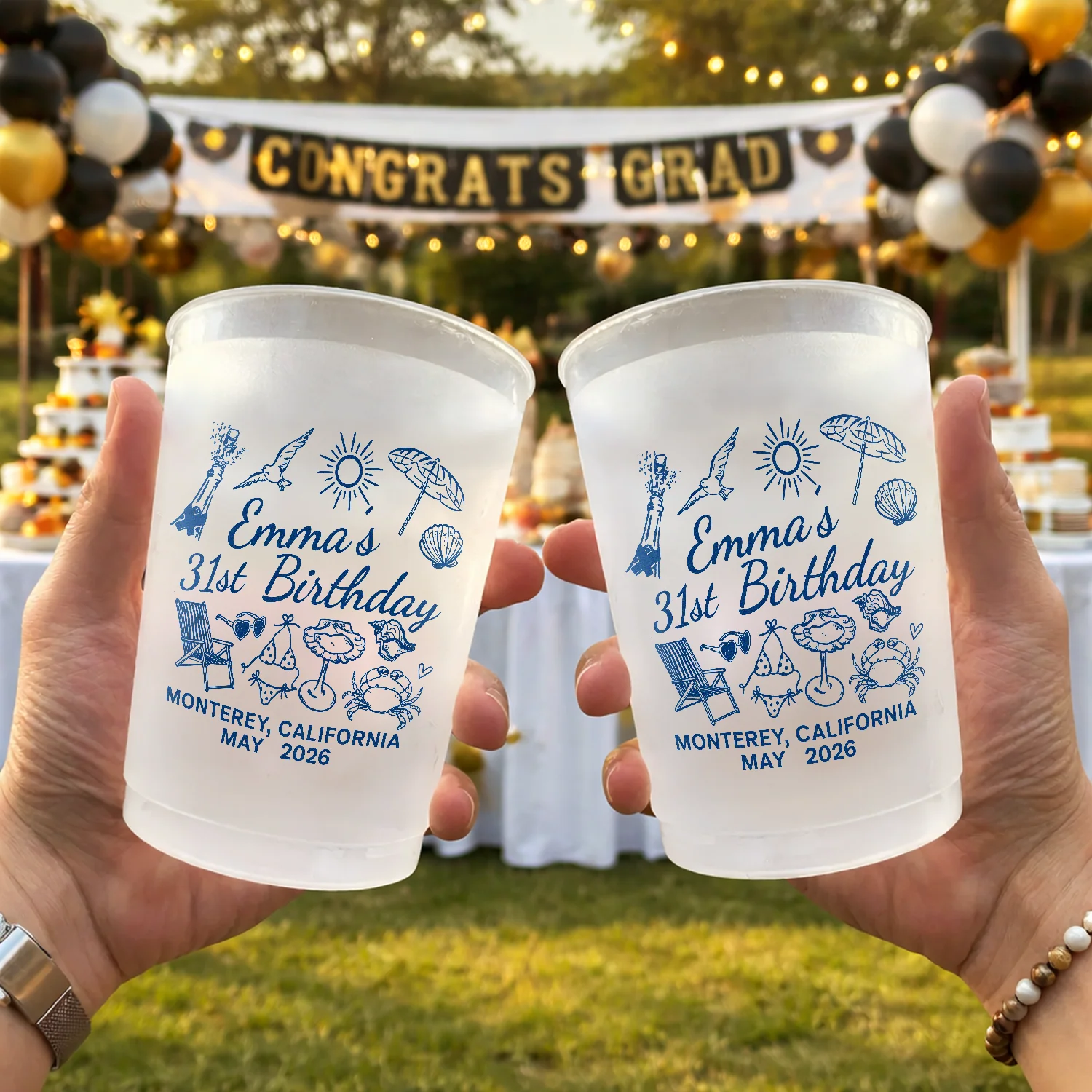 Personalized Beach Birthday Cups for Summer Celebration LM32 899933 - Image 4