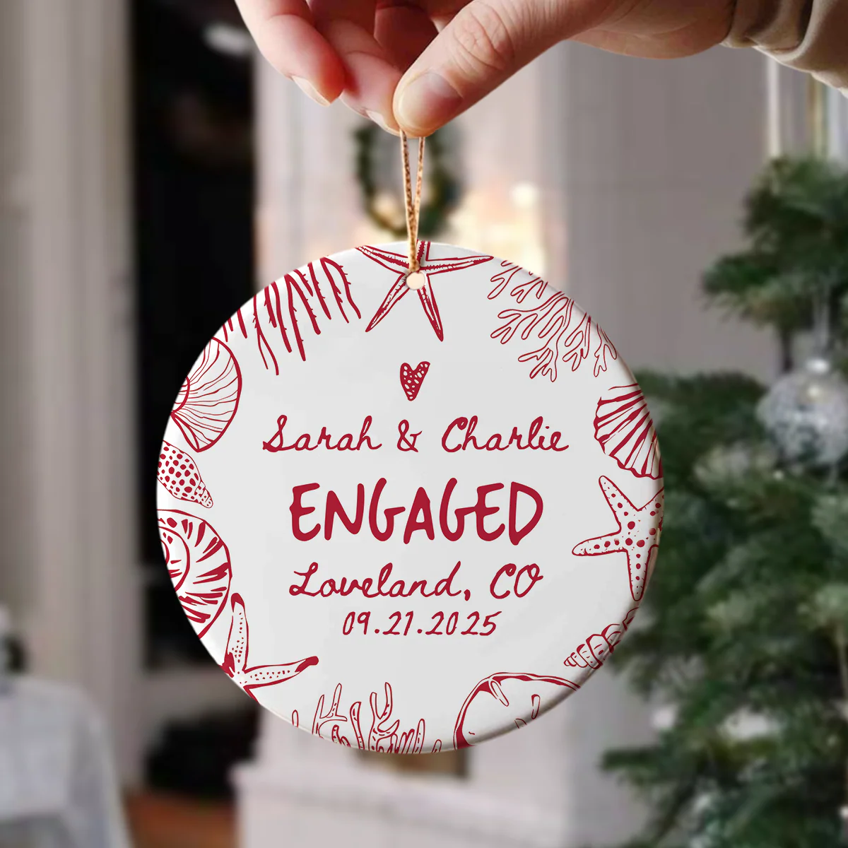 Personalized Beach Engaged Ceramic Ornament Gift For Newly Engaged LM32 895517 - Image 2