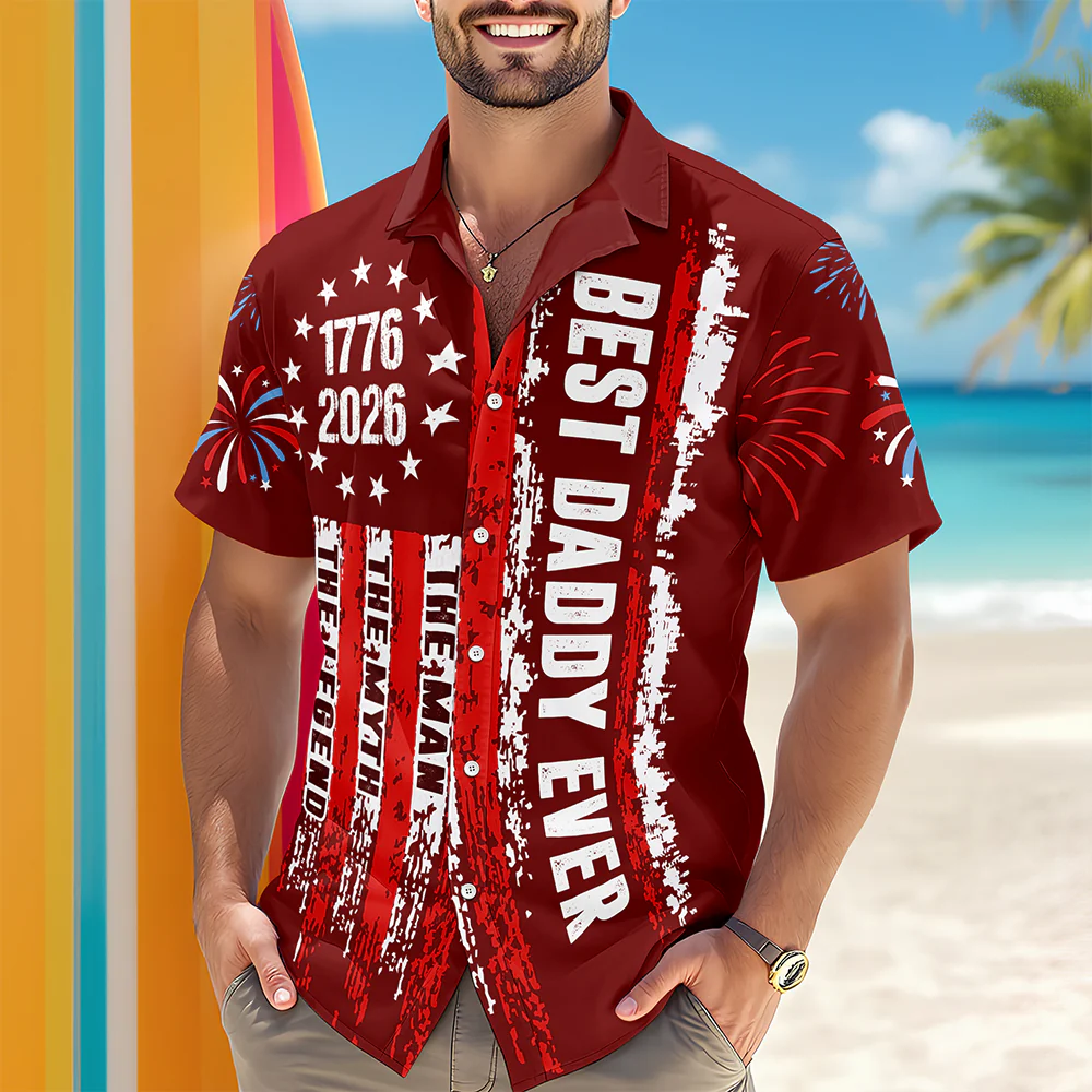 Personalized Best Dad Ever Patriotic 1776-2026 Hawaii Shirt LM32 668911 - Image 2