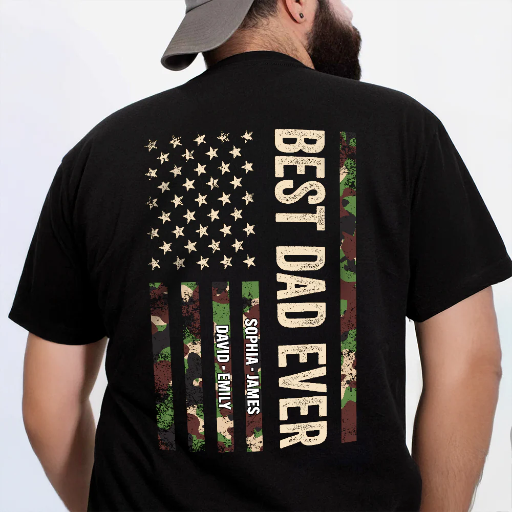 Personalized Best Dad Ever With US American Flag Back Shirt TH10 169721 - Image 6