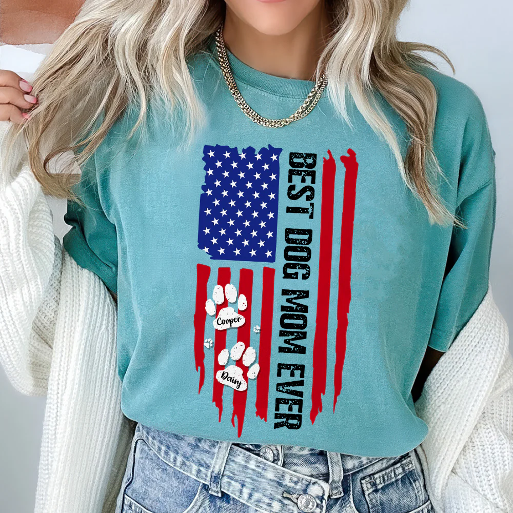 Personalized Best Dog Dad Ever Paw American Flag Comfort Shirt CH07 911526 - Image 5