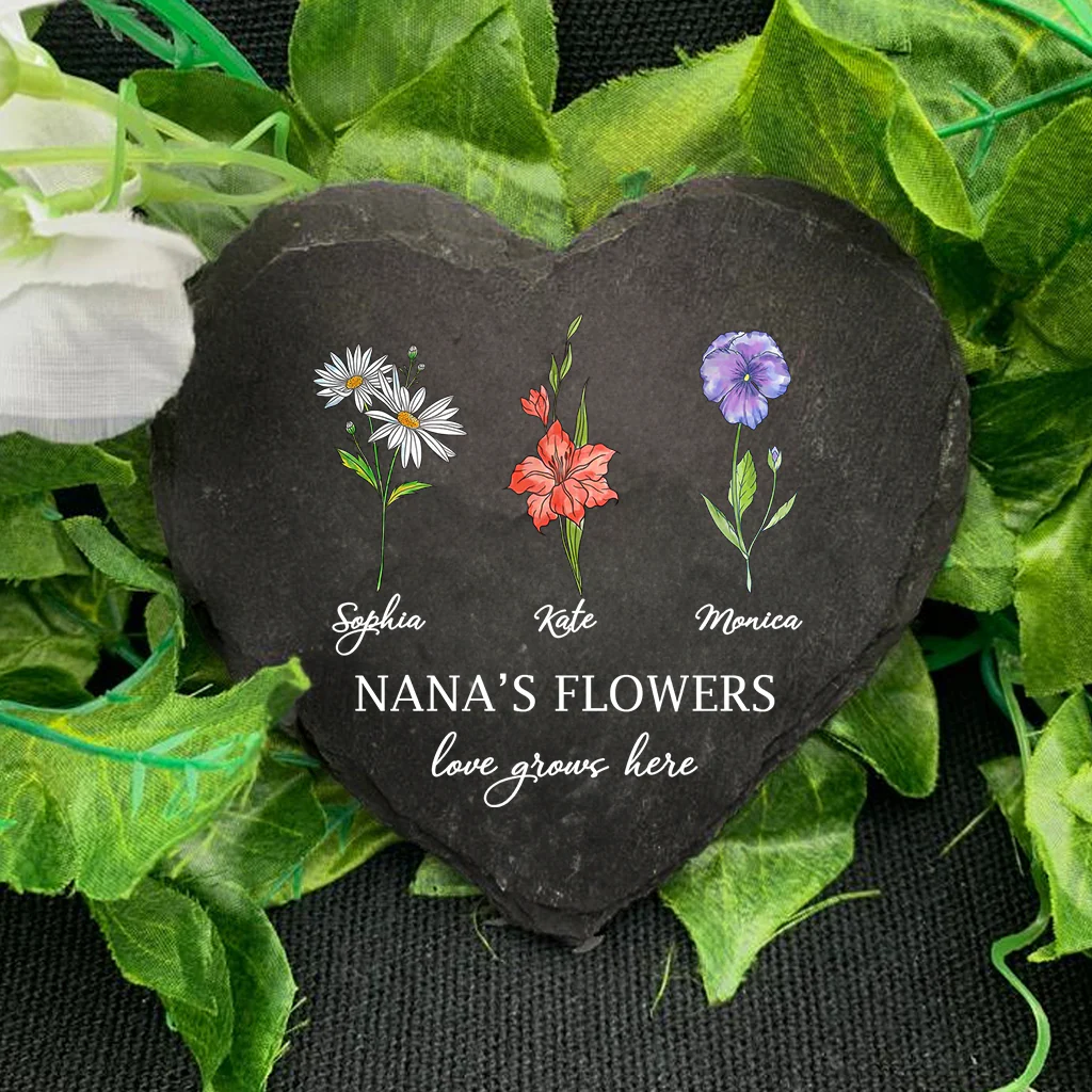 Personalized Birth Mother's Garden Love Grows Here Heart Shaped Stone LM32 899261 - Image 8