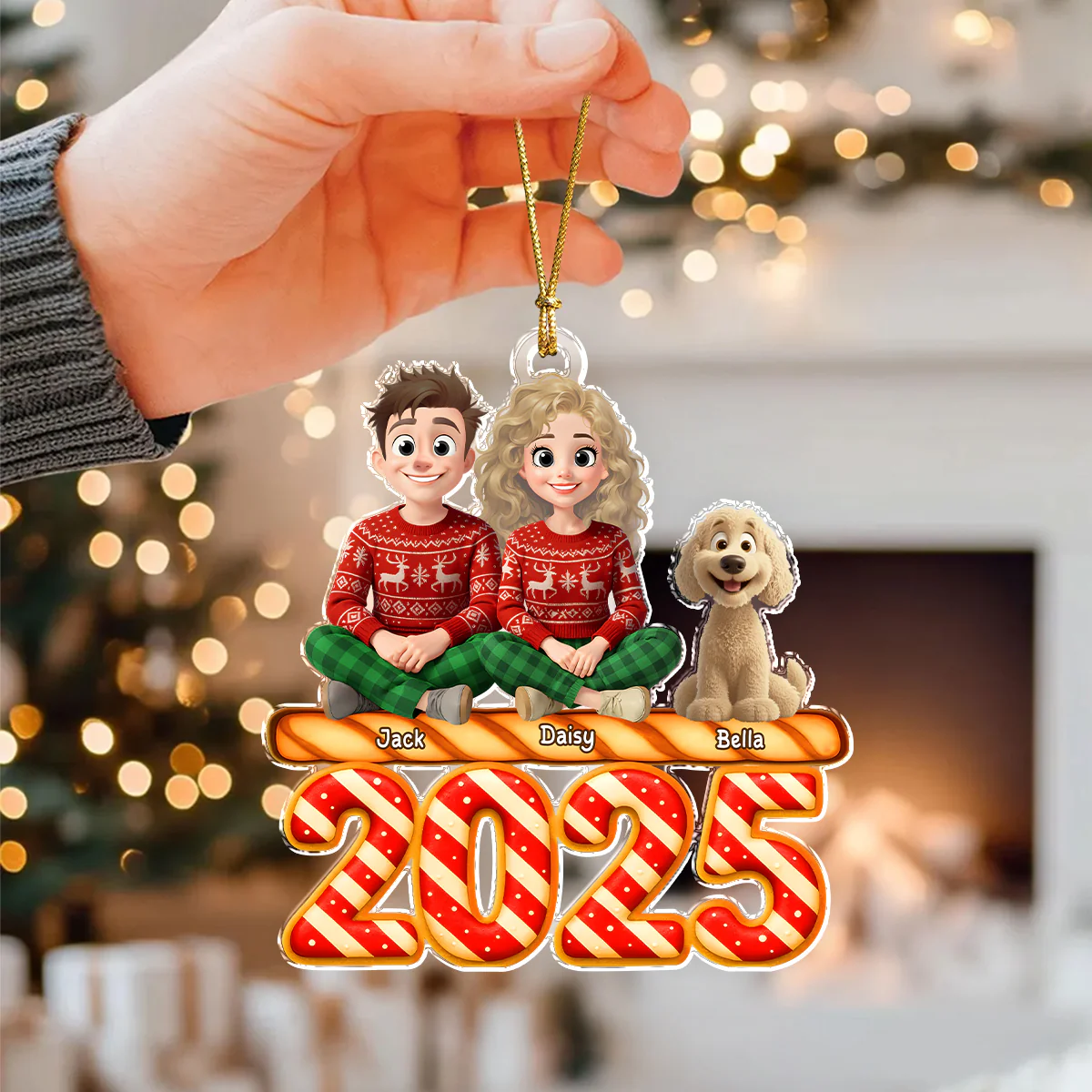 Personalized Candy Family Together Christmas Acrylic Ornament HA75 897978 - Image 2