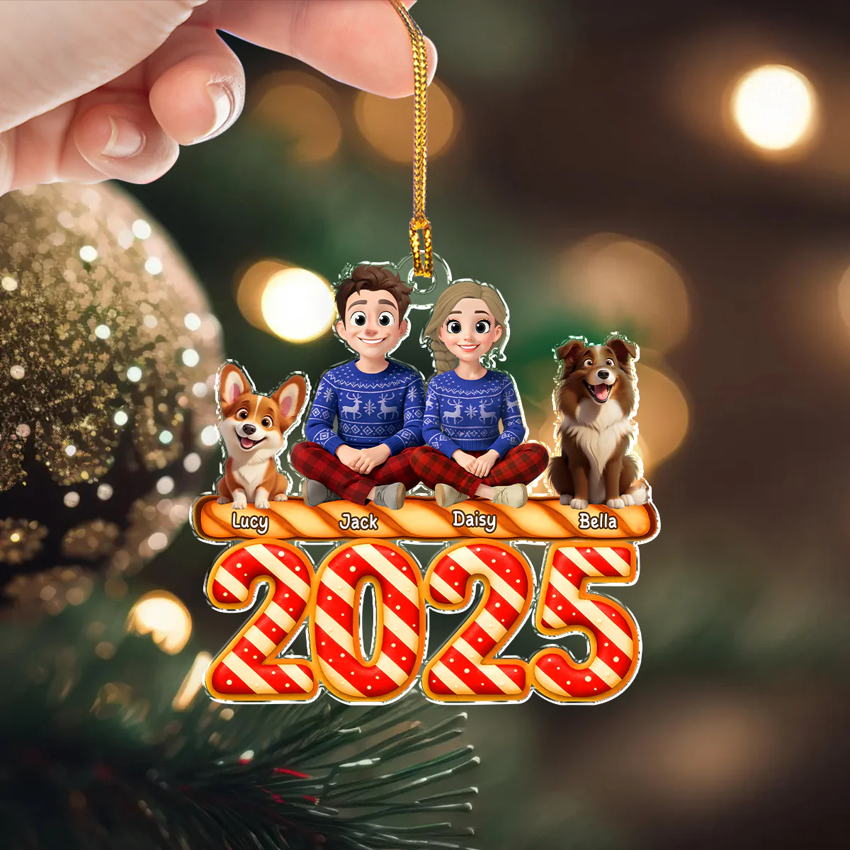 Personalized Candy Family Together Christmas Acrylic Ornament HA75 897978 - Image 4