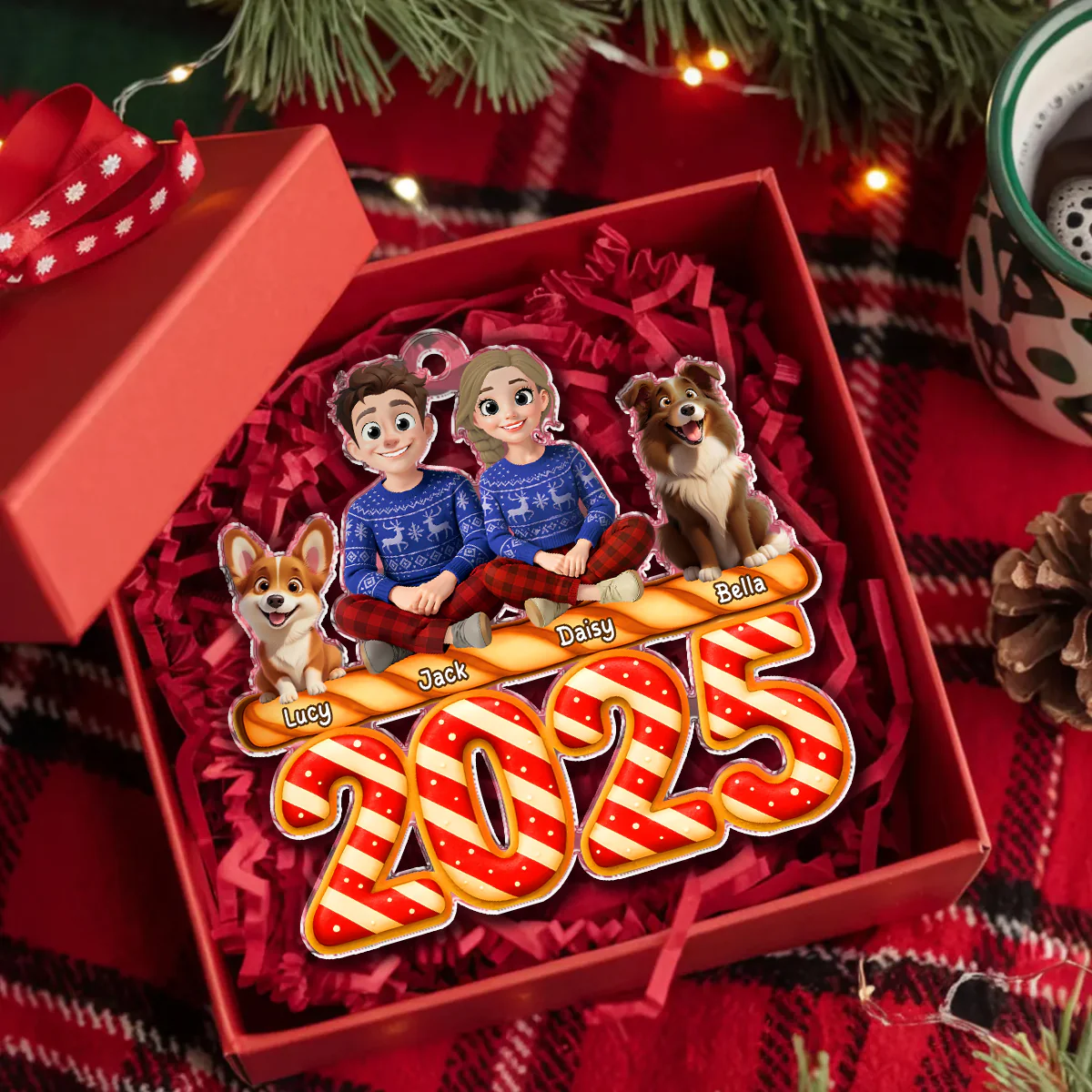 Personalized Candy Family Together Christmas Acrylic Ornament HA75 897978 - Image 6