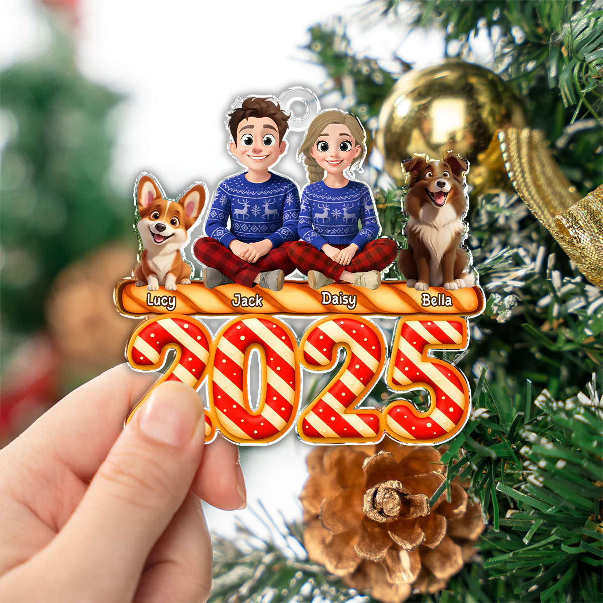 Personalized Candy Family Together Christmas Acrylic Ornament HA75 897978 - Image 7
