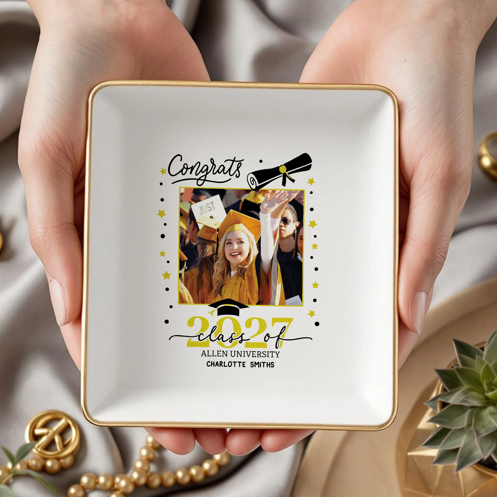 Personalized Congrats Class Of 2026 Graduation Photo Jewelry Dish HO82 901648 - Image 5