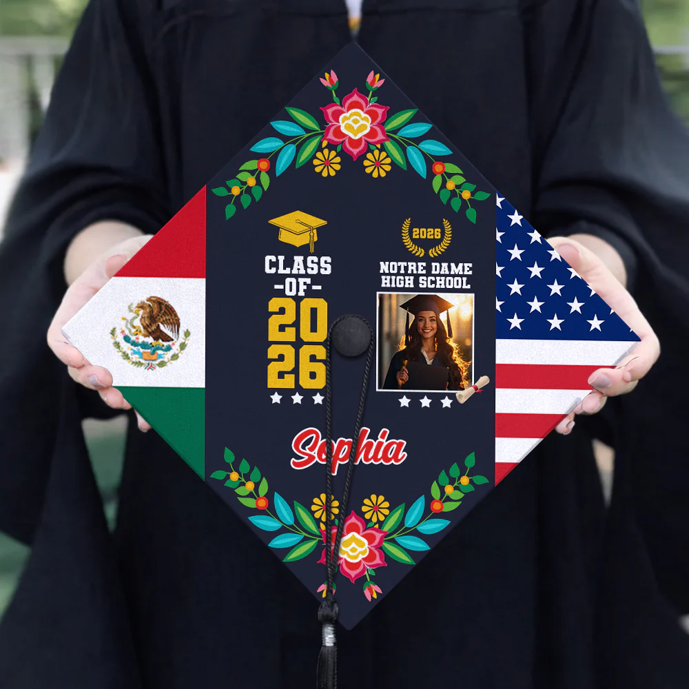 Personalized Country Flag Graduation Cap Topper Class of 2026 Gift CH07 910900 - Image 2