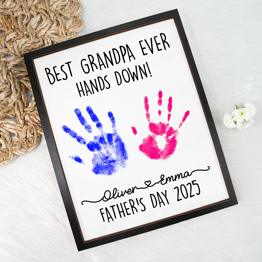 Personalized DIY Handprint Sign - Best Dad Ever Sign Wooden Plaque With Stand TH10 892983 - Image 10