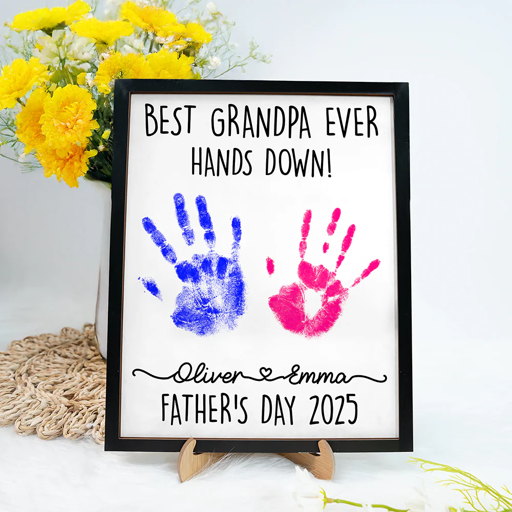 Personalized DIY Handprint Sign - Best Dad Ever Sign Wooden Plaque With Stand TH10 892983 - Image 11