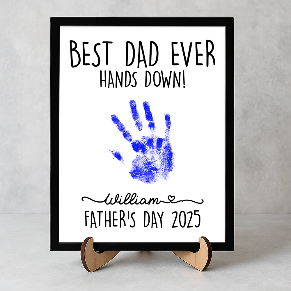 Personalized DIY Handprint Sign - Best Dad Ever Sign Wooden Plaque With Stand TH10 892983 - Image 5