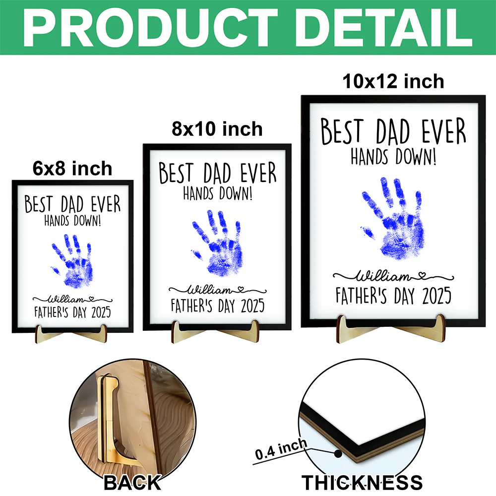 Personalized DIY Handprint Sign - Best Dad Ever Sign Wooden Plaque With Stand TH10 892983 - Image 7