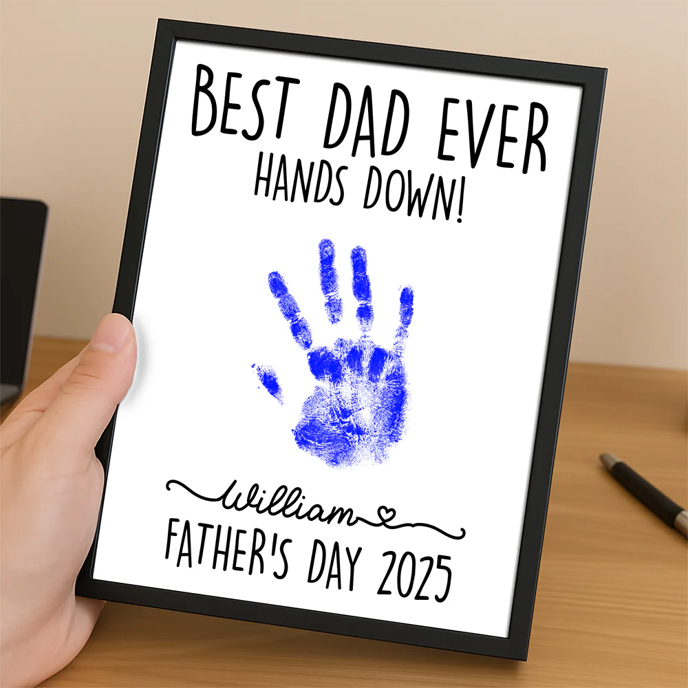 Personalized DIY Handprint Sign - Best Dad Ever Sign Wooden Plaque With Stand TH10 892983 - Image 8