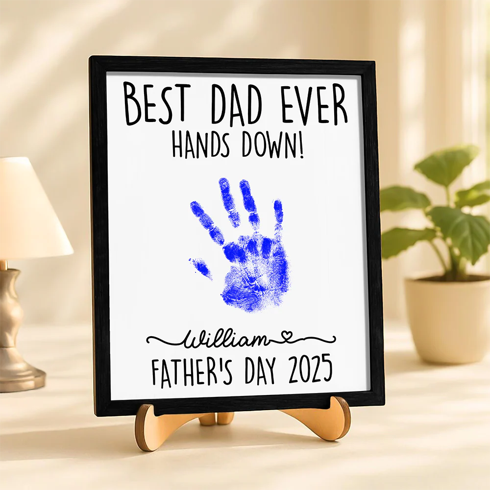 Personalized DIY Handprint Sign - Best Dad Ever Sign Wooden Plaque With Stand TH10 892983 - Image 9