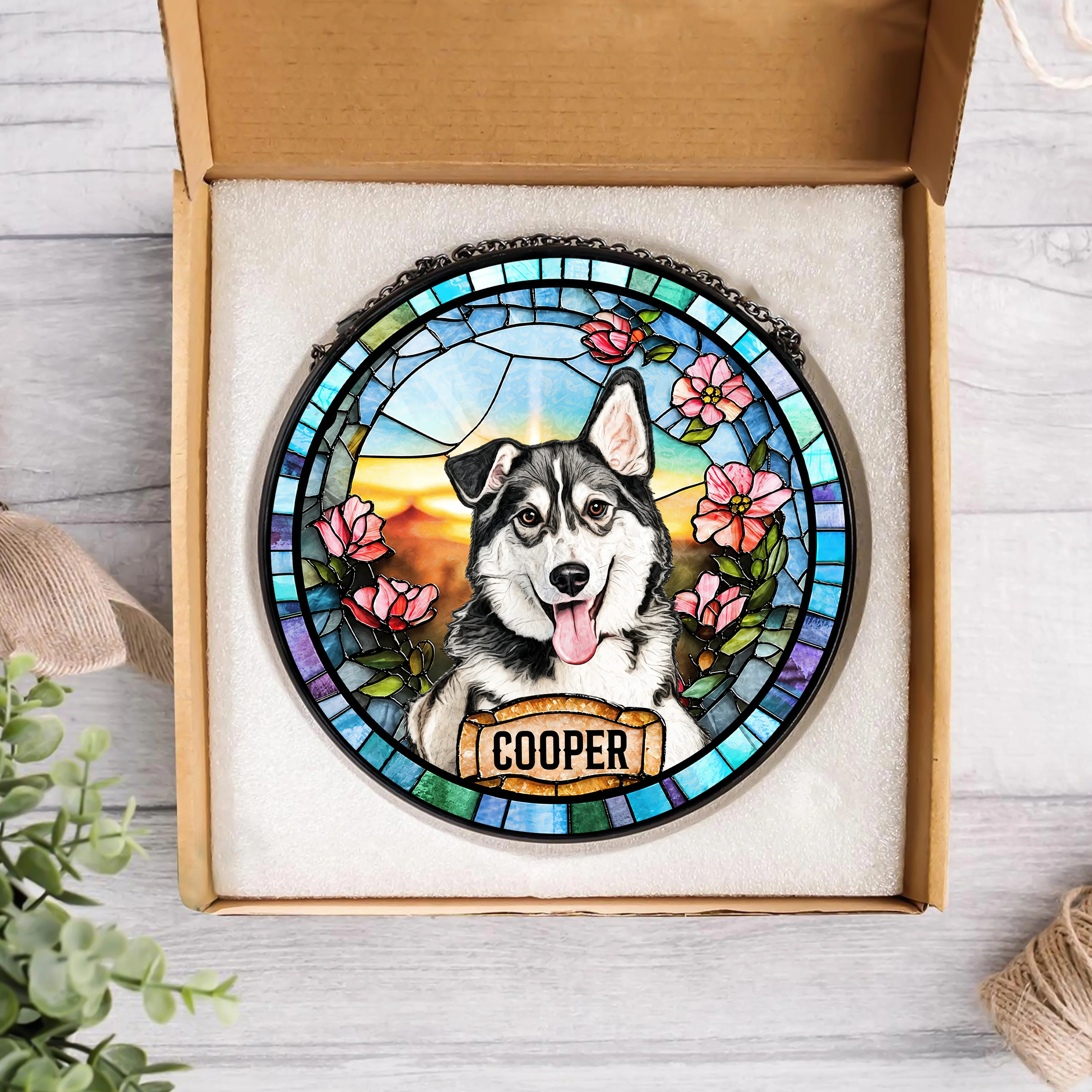 Personalized Dog Portrait Stained Glass Suncatcher, Custom Pet Memorial Stained Glass Photo Suncatcher HO82 903010 - Image 6