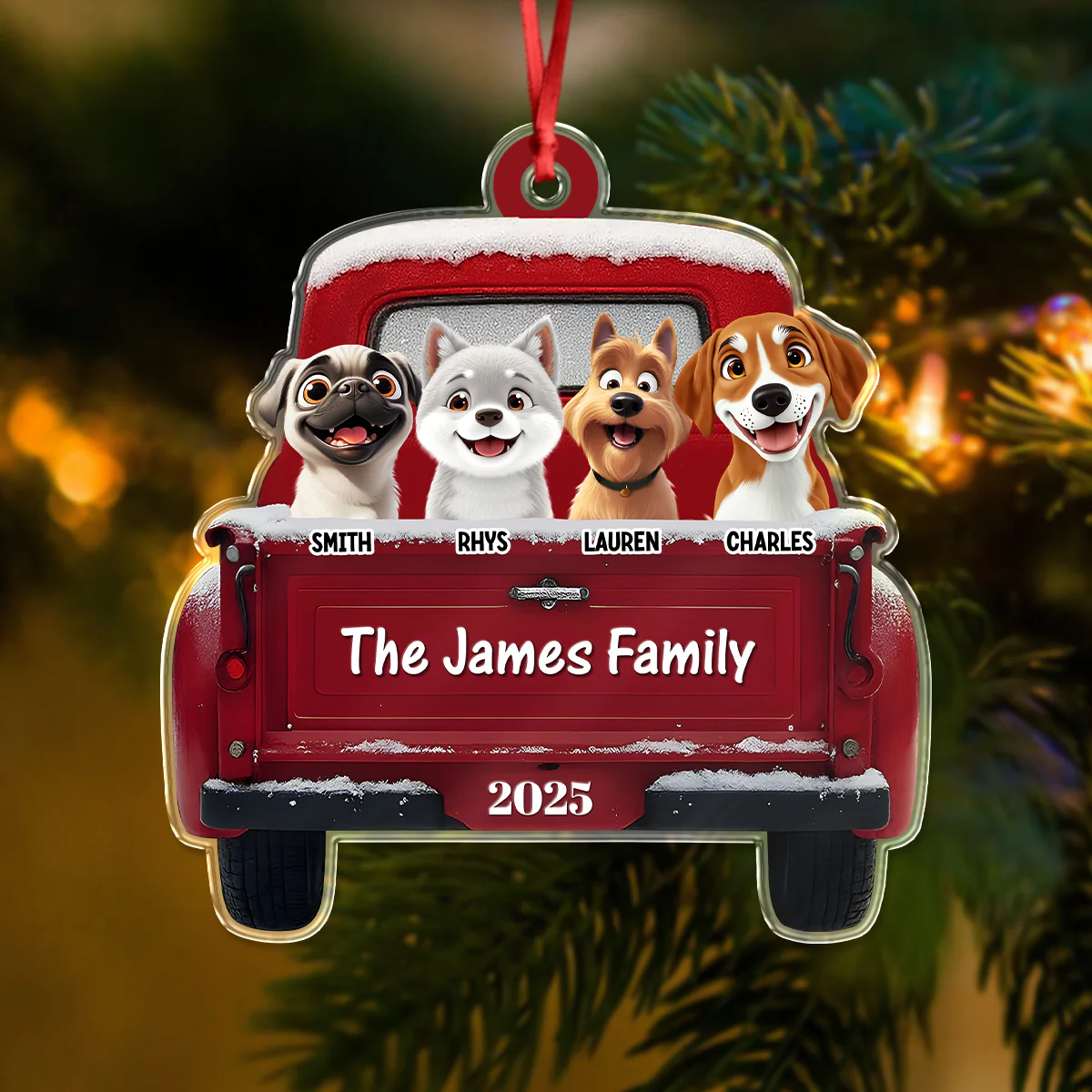 Personalized Dogs With Red Truck Christmas Acrylic Ornament Gifts For Dog Lovers TH10 896683 - Image 5