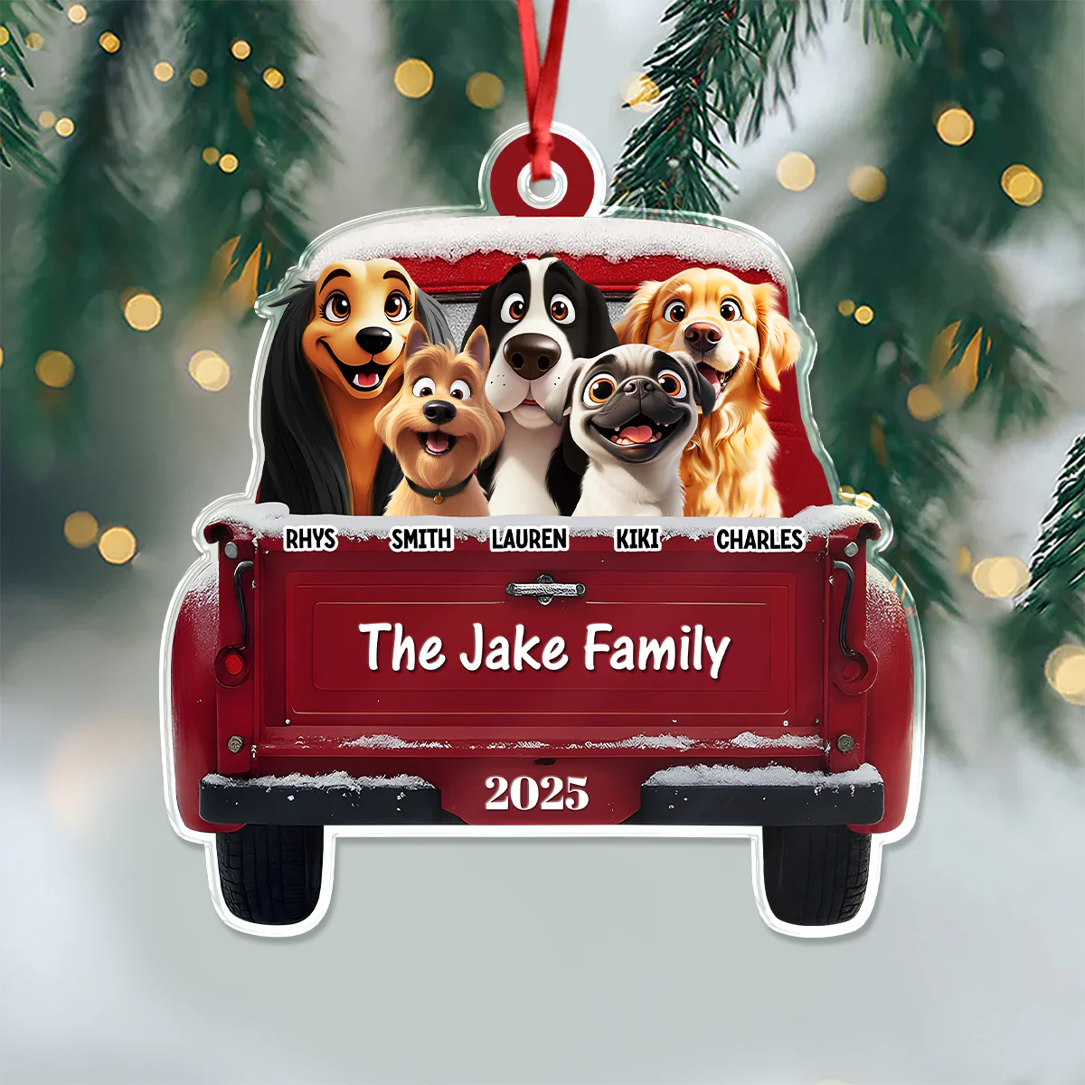 Personalized Dogs With Red Truck Christmas Acrylic Ornament Gifts For Dog Lovers TH10 896683 - Image 6