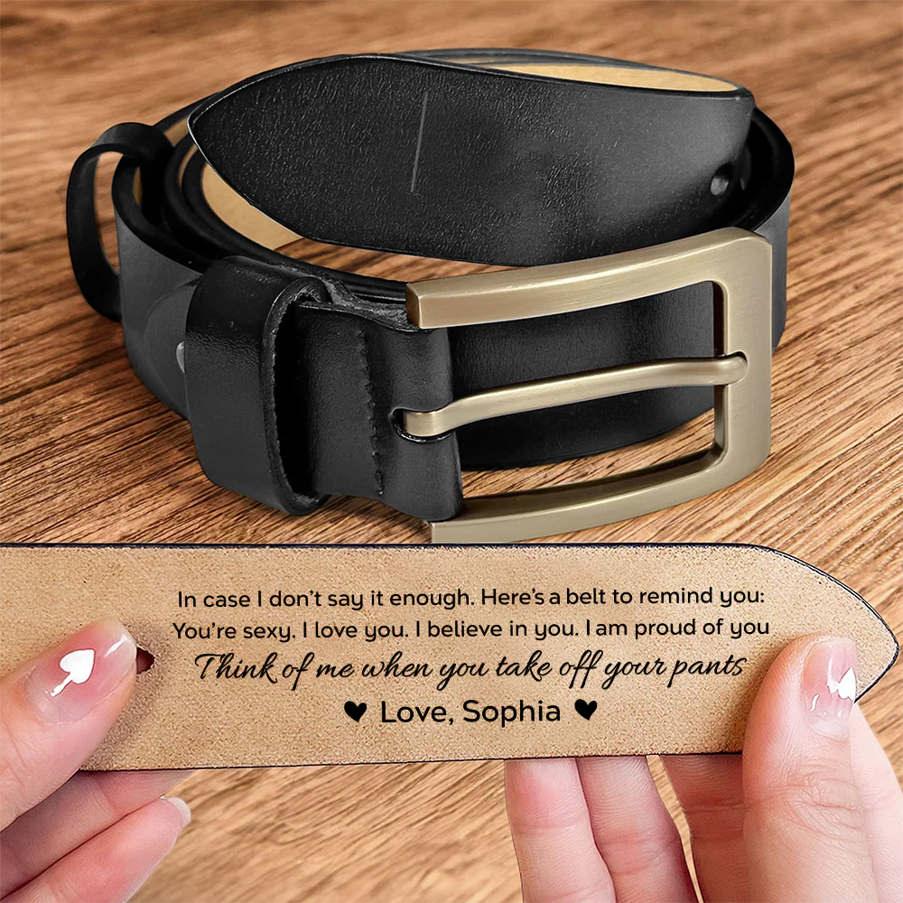 Personalized Engraved Leather Belt for Men – Custom Message Hidden Inside Belt, Romantic Gift for Husband or Boyfriend LM32 899957 - Image 2