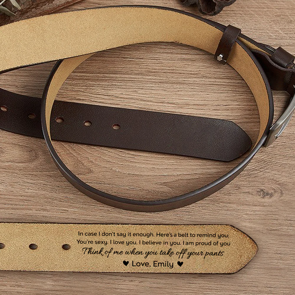 Personalized Engraved Leather Belt for Men – Custom Message Hidden Inside Belt, Romantic Gift for Husband or Boyfriend LM32 899957 - Image 3