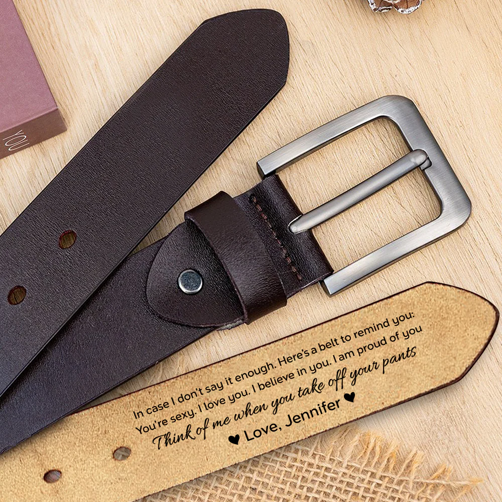 Personalized Engraved Leather Belt for Men – Custom Message Hidden Inside Belt, Romantic Gift for Husband or Boyfriend LM32 899957 - Image 4