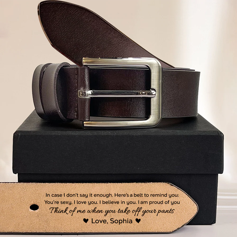 Personalized Engraved Leather Belt for Men – Custom Message Hidden Inside Belt, Romantic Gift for Husband or Boyfriend LM32 899957 - Image 5