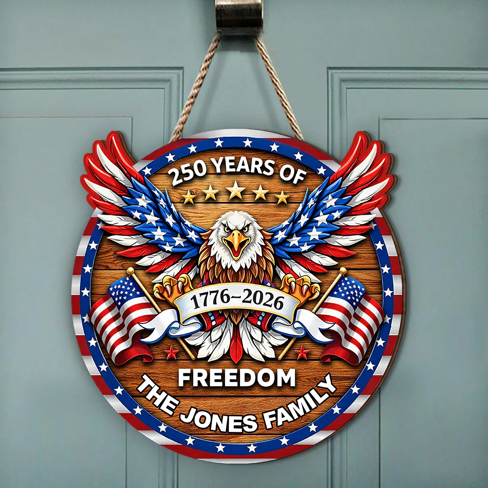 Personalized Family Name 250 Years of Freedom Eagle Door Sign HA75 920920 - Image 3