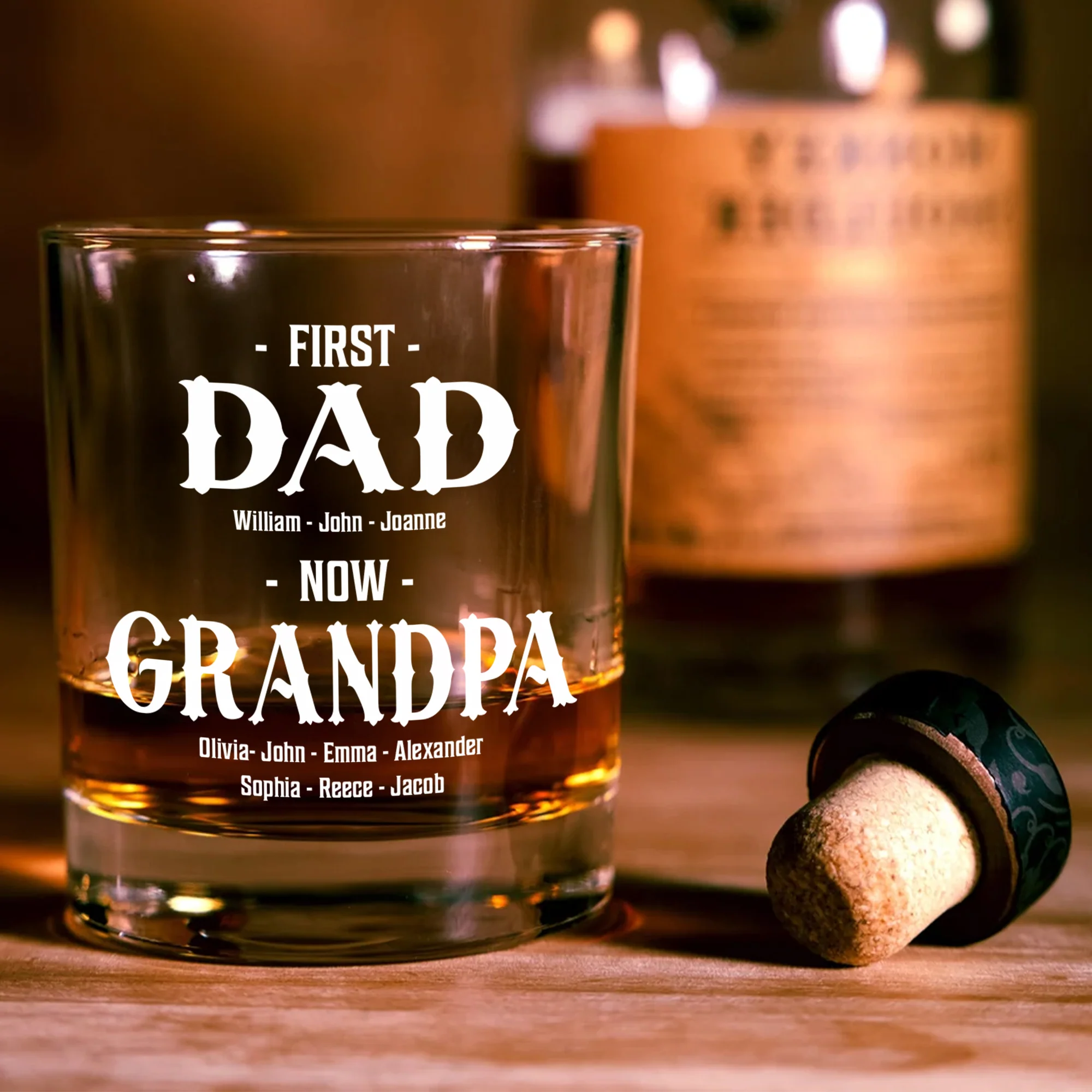 Personalized First Dad Now Grandpa Whiskey Glass Gift For Father's Day TH10 169611 - Image 2
