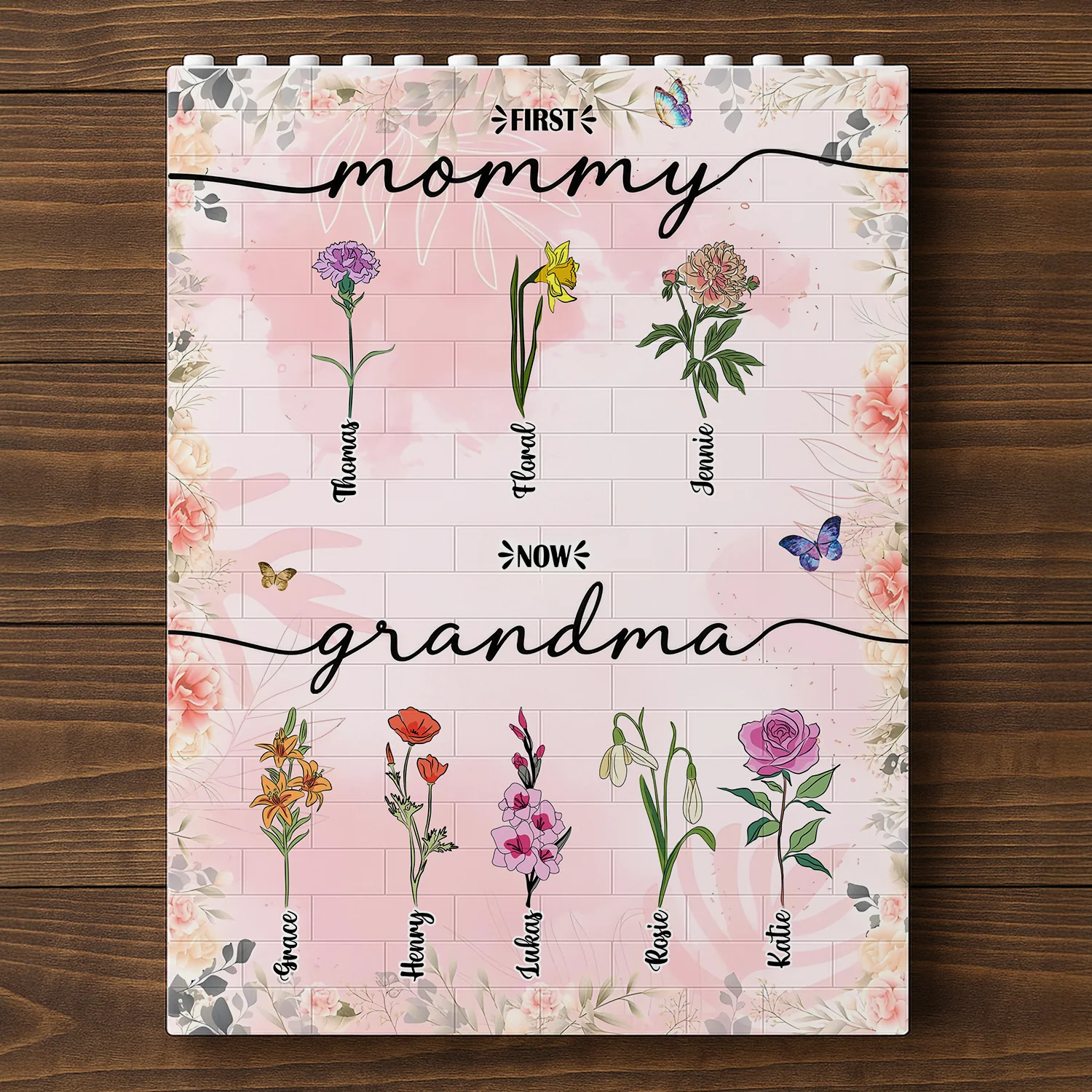 Personalized First Mom Now Grandma Birth Flower Bouquet Building Brick Blocks Mother's Day Gift HA75 920636 - Image 5