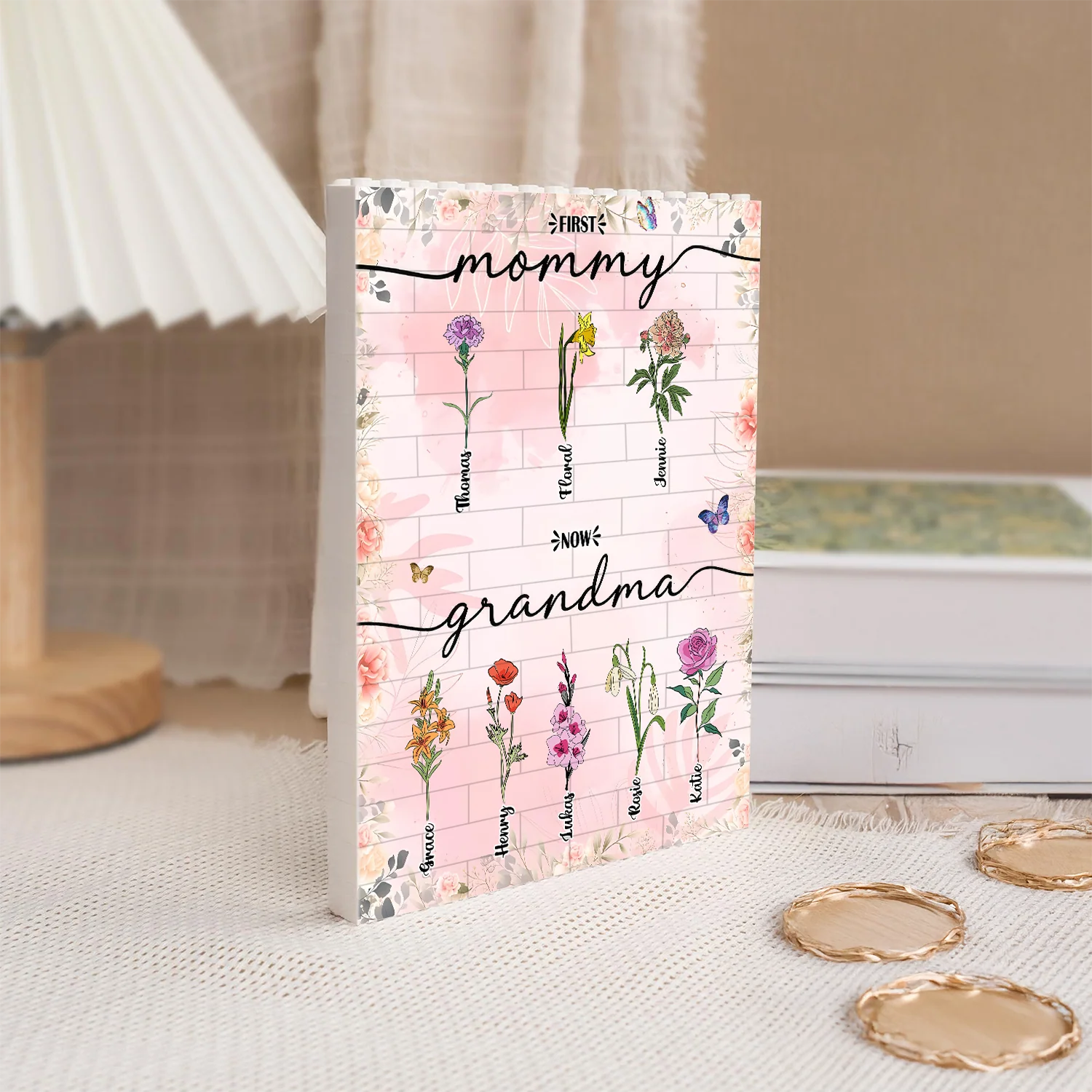 Personalized First Mom Now Grandma Birth Flower Bouquet Building Brick Blocks Mother's Day Gift HA75 920636 - Image 6
