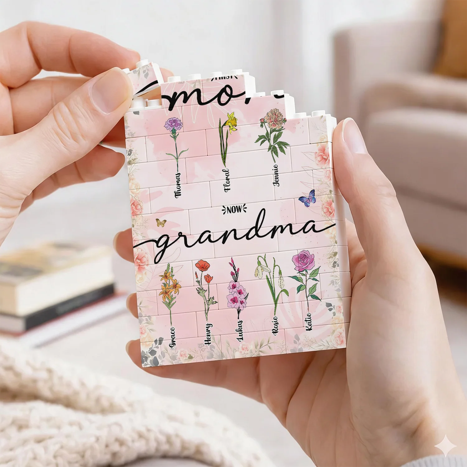 Personalized First Mom Now Grandma Birth Flower Bouquet Building Brick Blocks Mother's Day Gift HA75 920636 - Image 8