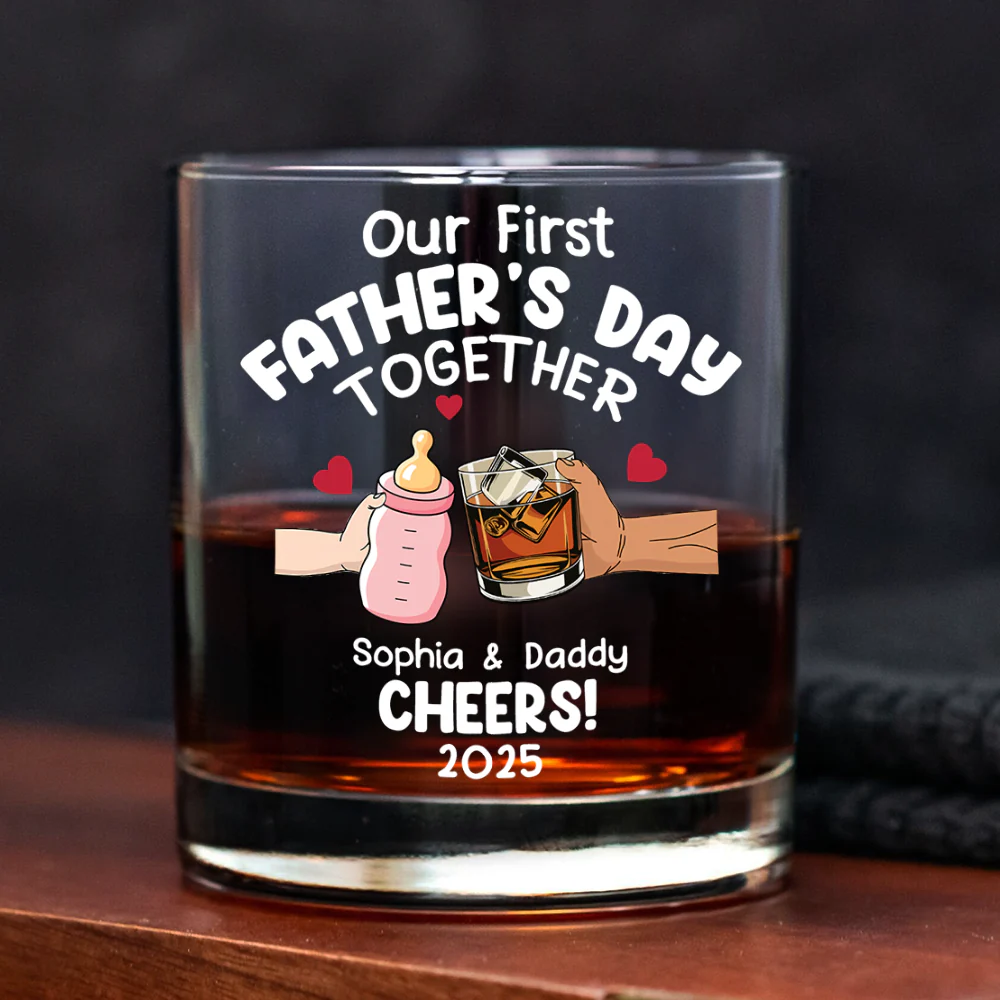 Personalized Funny Our First Fathers Day Rock Glass LM32 893665 - Image 3