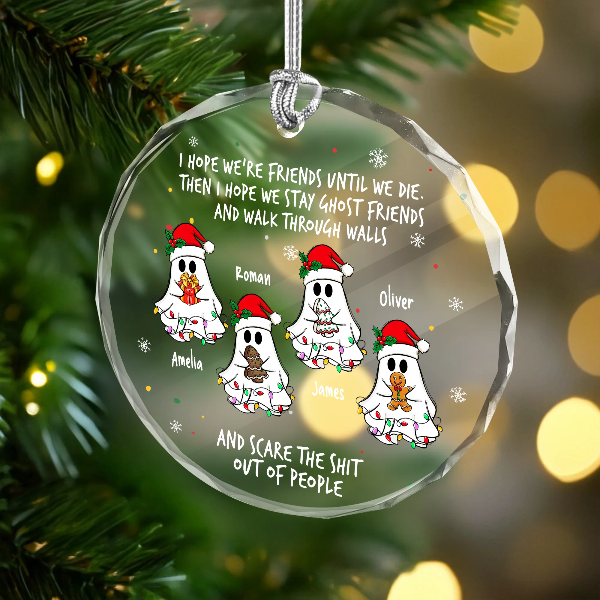 Personalized Ghost Friends Funny Christmas Glass Ornament HA75 897820 - Image 6