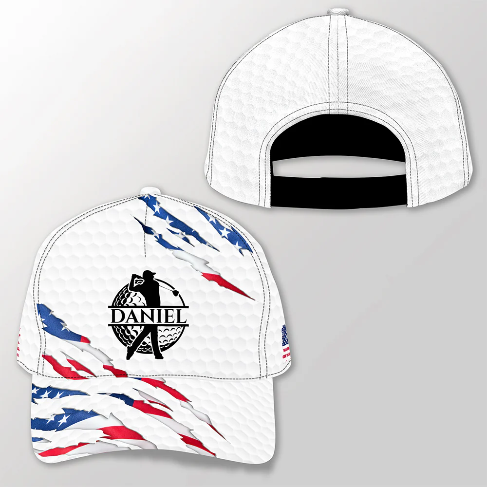 Personalized Golf Ball Pattern With America Flag Classic Cap HO82 902326 - Image 6