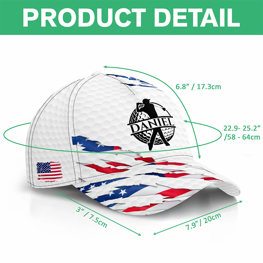 Personalized Golf Ball Pattern With America Flag Classic Cap HO82 902326 - Image 8