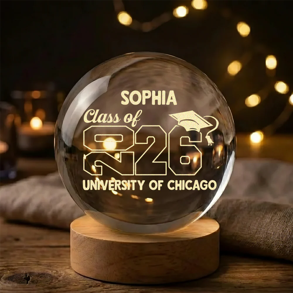 Personalized Graduate Class Of 2026 Engraved Crystal Ball LED Night Light LM32 899677 - Image 6