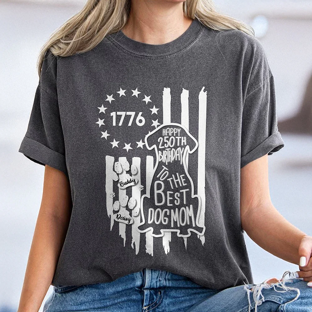 Personalized Happy 250th Birthday To Best Dog Dad Dog Mom America Flag Comfort Shirt CH07 911880 - Image 9