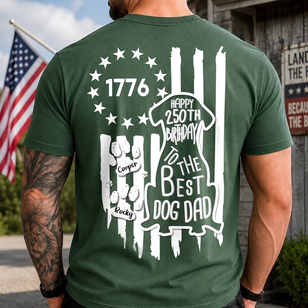 Personalized Happy 4th Of July To The Best Dog Dad Back Comfort Shirt LM32 669221 - Image 5