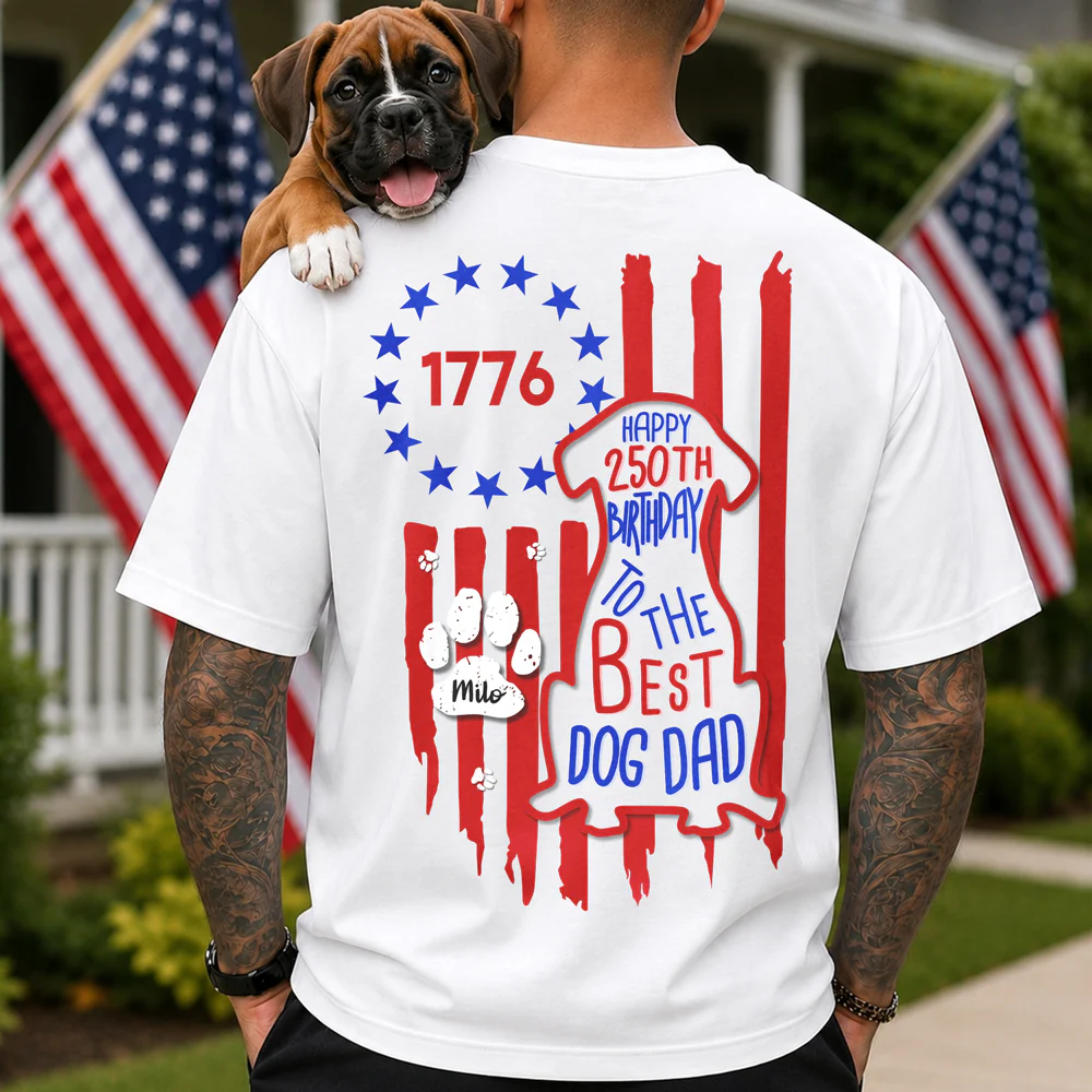 Personalized Happy 4th Of July To The Best Dog Dad Back Comfort Shirt LM32 669221 - Image 6