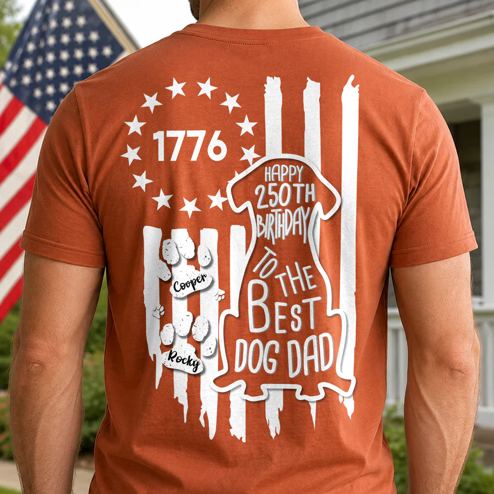 Personalized Happy 4th Of July To The Best Dog Dad Back Comfort Shirt LM32 669221 - Image 7