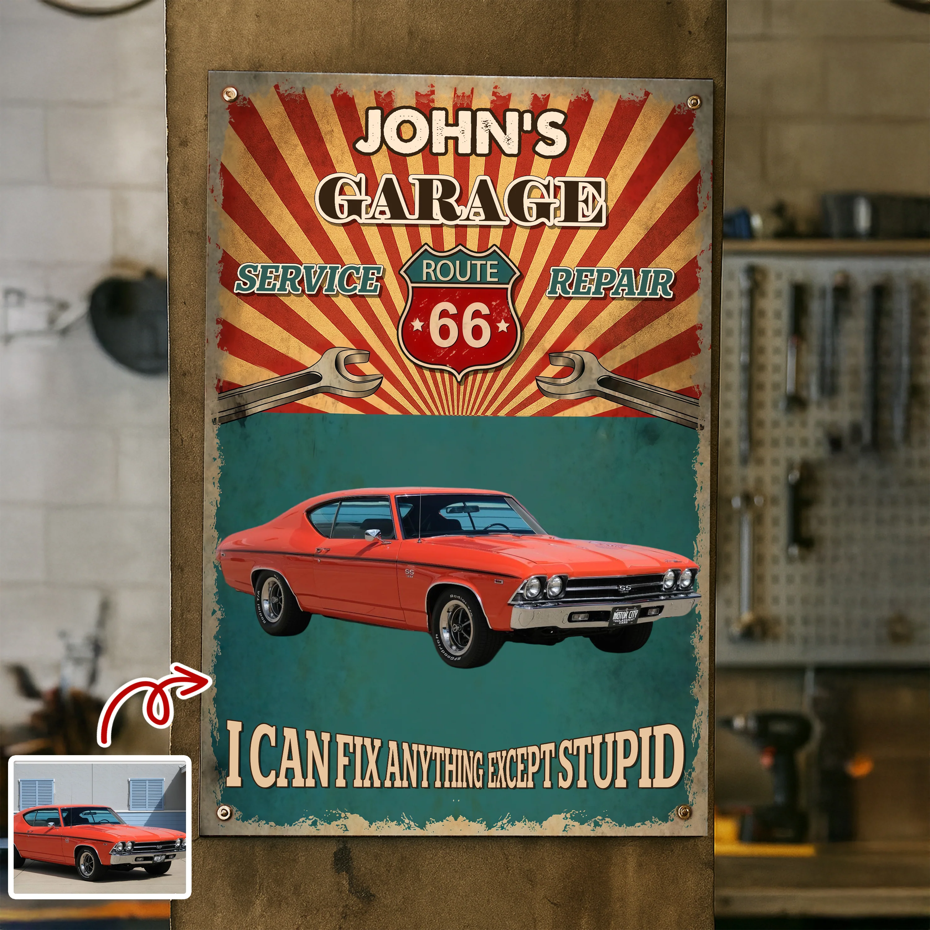 Personalized I Can Fix Anything Except Stupid Custom Car Garage Metal Sign CH07 899254 - Image 4